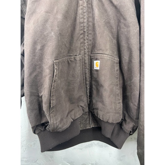 Carhartt Brown Canvas Jacket Coat Washed Duck Insulated Lined Men's Size XXL - Picture 10 of 11